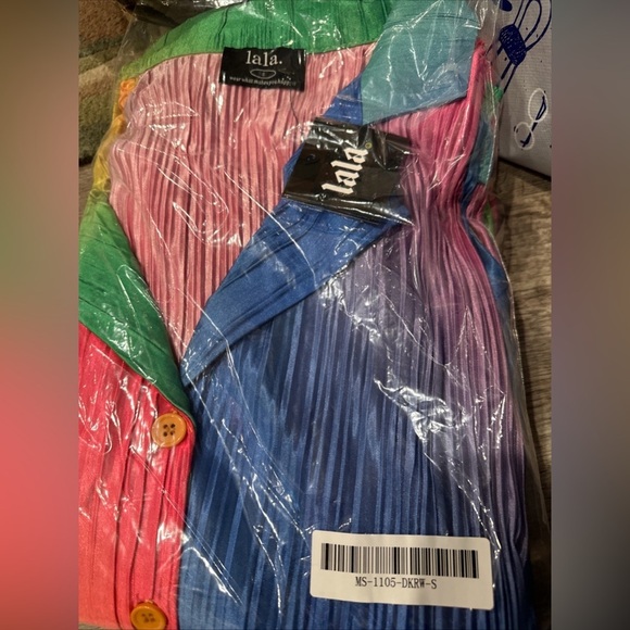 Dressed IN LALA Size Small Notched Collar Plissé Top & High Waist Pants Set - Picture 8 of 8